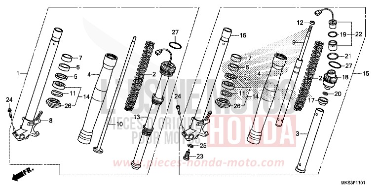 GABEL, VORNE (CRF110A4/AL4/D4/DL4) von Africa Twin DCT DARKNESS BLACK METALLIC (NH463) von 2020
